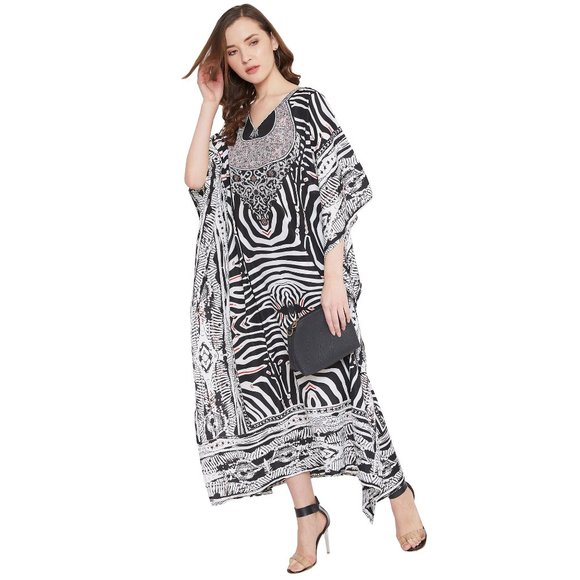 Women fashion Black Long Dress Kaftan Maxi Coverup - Picture 5 of 8